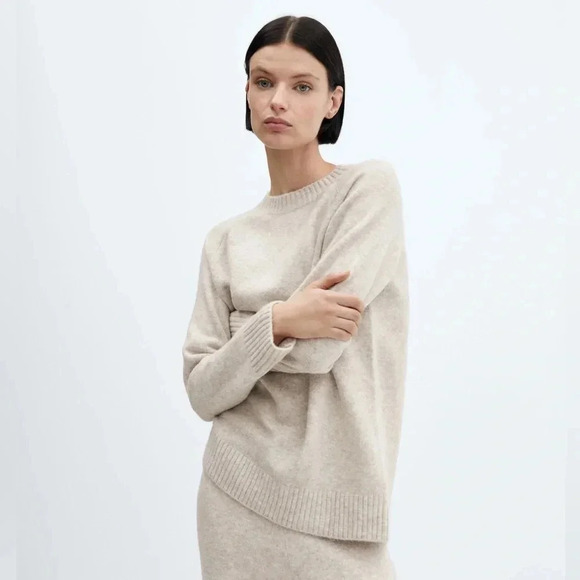 Mango Sweaters - Mango Oversized Crew Neck Sweater in Cream NWT